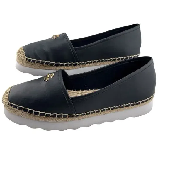 Coach Women Rye Nappa Leather Espadrille Flat Shoes Midnight Navy Sz 5.5 NEW‎ - Picture 6 of 11